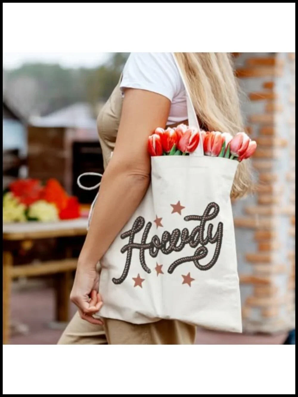 Vintage Western Canvas Tote Bag with Letter Print, Reusable Shopping Bag
